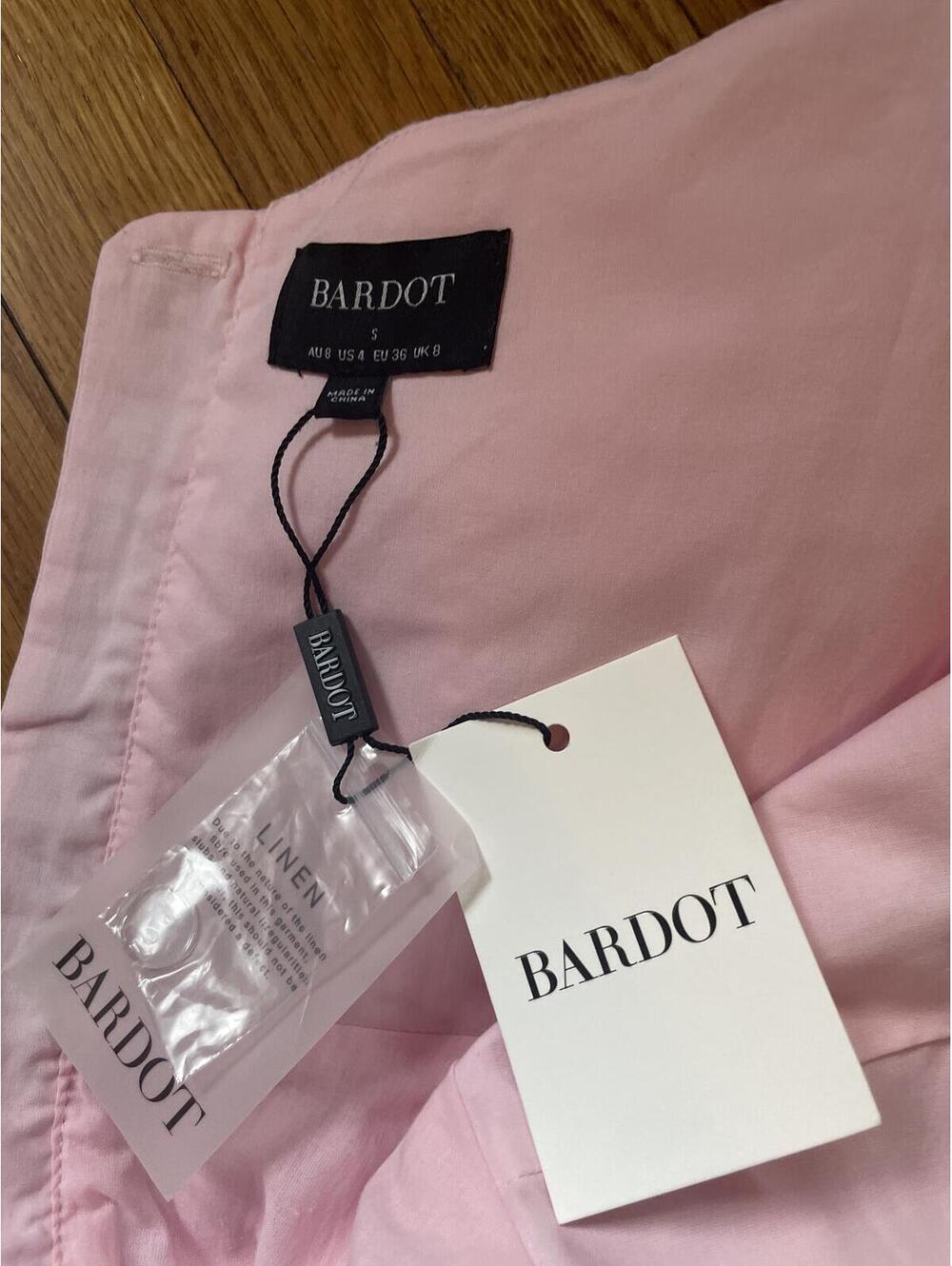 Bardot Linen Sigma Mini Dress Baby Pink Size Small US 4 New With Tags - Picture 3 of 8